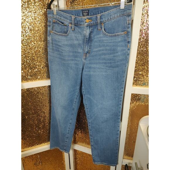 J. Crew Women's Jeans Size 30 Essential Straight Jean Medium Wash Cropped - Picture 3 of 12